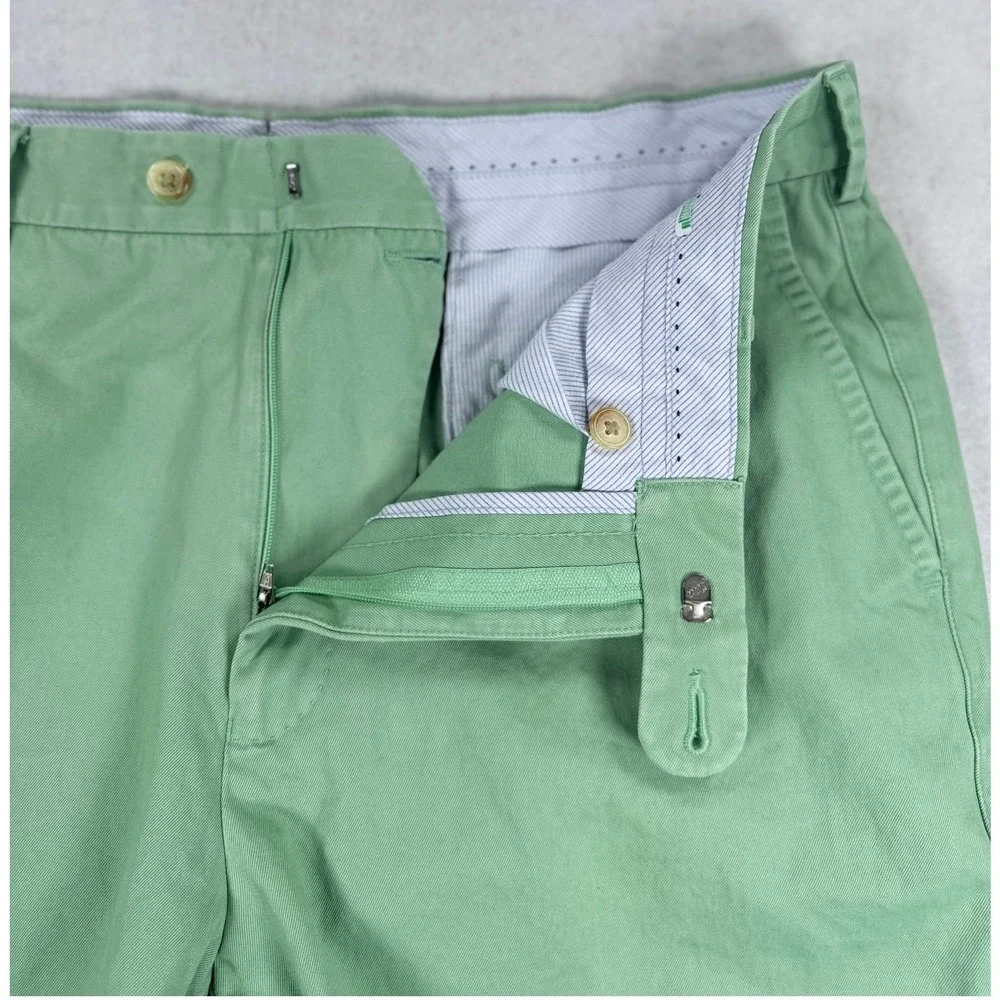 Peter Millar Mens Sage Green Flat Front Chino Pants 36 Cuffed Straight Leg